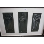 Three 1950's Drawings of Madonna and child in a single frame