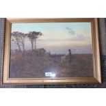 A framed Watercolour of Travellers by a camp fire, signed lower right W. Parry.