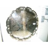 A large silver Plated Tray with scalloped edge,