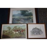 Three Prints including 'Old House, Hereford', a print taken from a J.