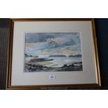 A framed and mounted Watercolour of a view from Beaumaris Coast, signed lower left Ray Burrows,