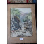 A framed and mounted Watercolour of Miners Bridge, 9 Oct '99, initialled lower left, a/f.