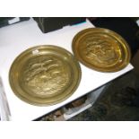 Two brass Wall Plates with Galleon motif