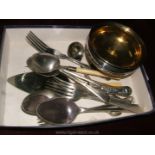 A Silver footed Rose Bowl and miscellaneous plated cutlery