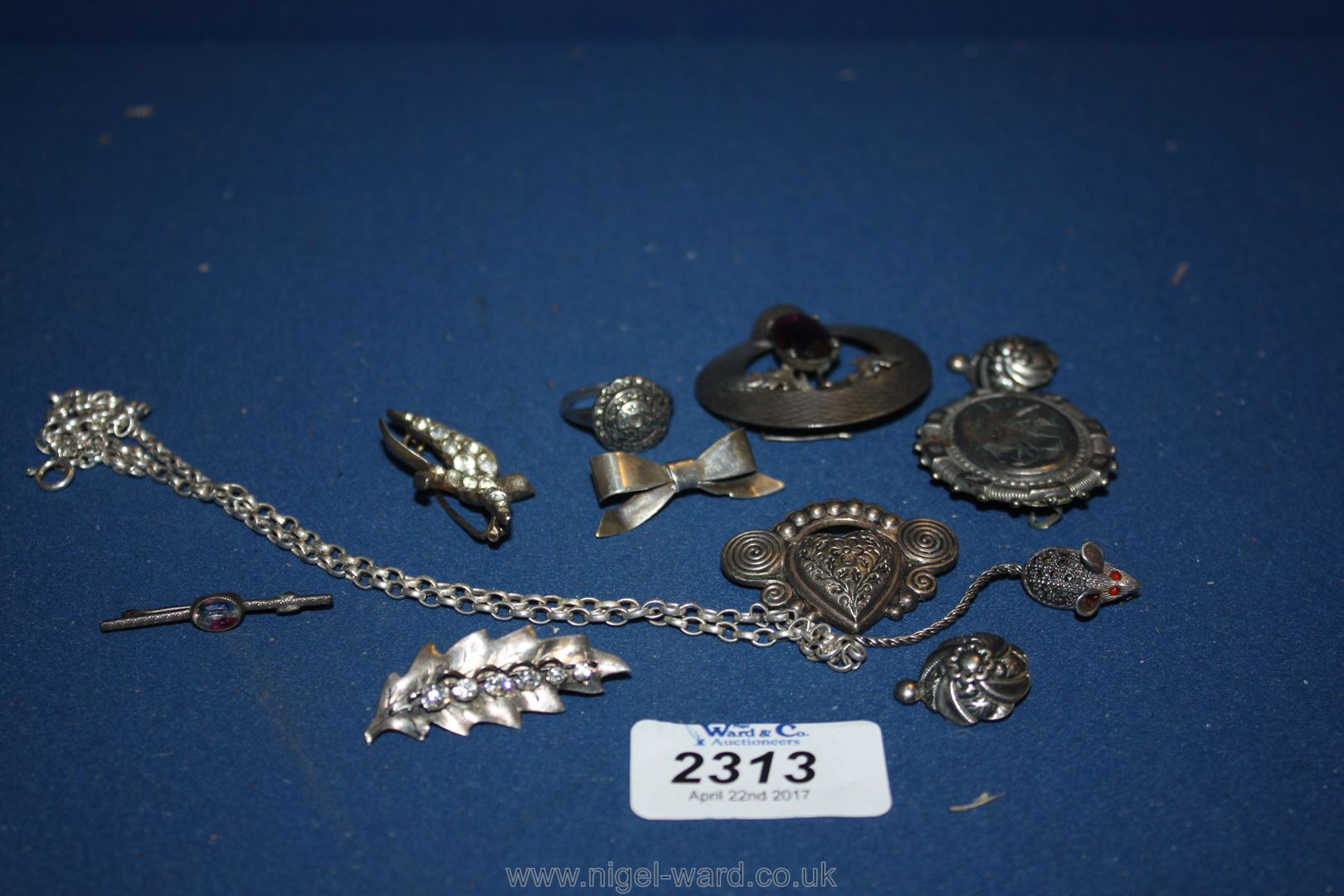 Miscellaneous Silver Brooches, Earrings,