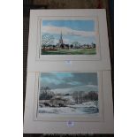 Michael Barnfather: two signed Prints of Winter and Summer.