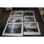 Six large Richard Wilson Prints of The Views of Wales including The Great Bridge over the River