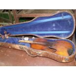 A late 19th c. Violin labelled Giovanni Grancino, with case (damaged scroll).