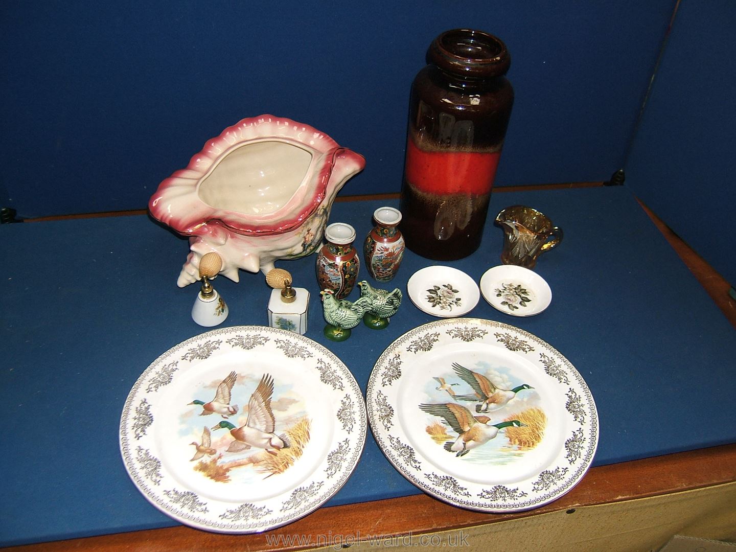 A quantity of china including two small Royal Worcester pin dishes, dog plates, K.H.