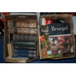 Two boxes of books Atlas's, bound Volumes, Book of Knowledge,