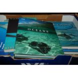 A box of books including oceans and sea creatures