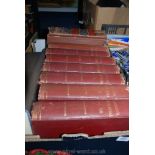 A box of books including bound Chambers Encyclopedias,