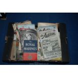 A box of books and magazines including Boy's Own Paper, Royal Marines,