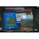 A box of books including country walks,