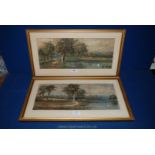 Cox: two Victorian Watercolours of river scenes, 7 3/4'' x 18''.