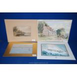 Four unframed watercolours