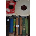 Two Boxes of Books incl Kathleen Winsor, Dictionaries and a quantity of 78's incl Roberto Inglez,