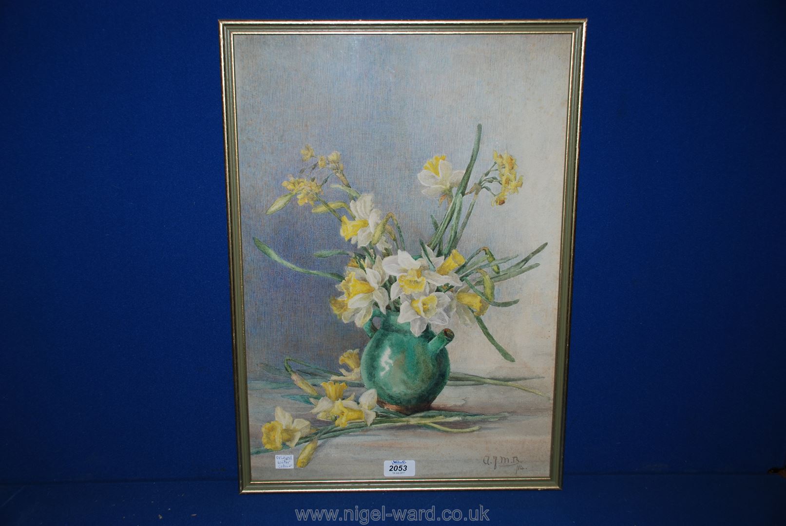 A very well executed Watercolour of Daffodils in a vase by J. Manning-Buller 1914, 14'' x 20 1/2".