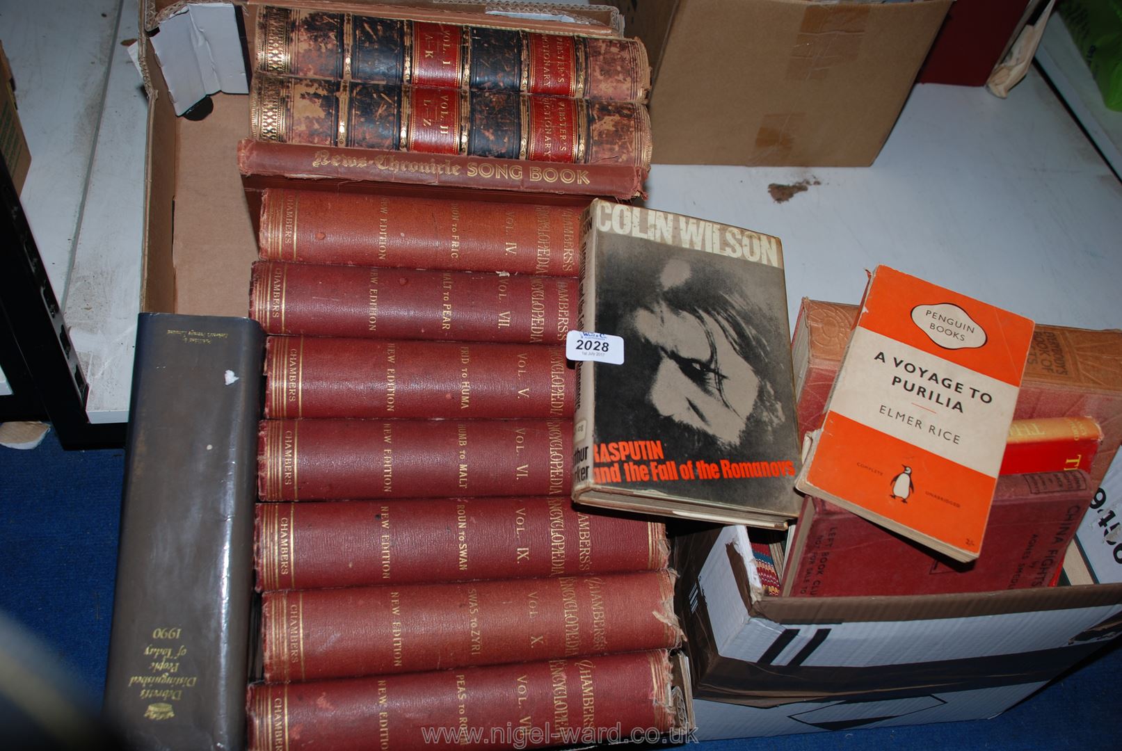 Three boxes of Books incl Everybody's Book of Facts, Chambers Encyclopedias, Sheet Music, Sibelius,