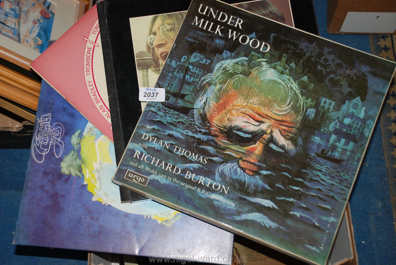 A box of vinyl LP's including Under Milkwood