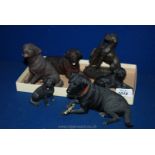 Six dog figures