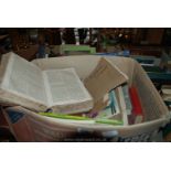 A box of books inc song books, novels, bible stories,