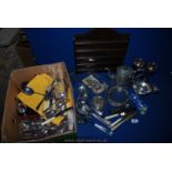 Miscellaneous cutlery and plated items including miniature plate collection