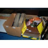 A box and a bag of boxed LP's and 78's inc classical, Beethoven,