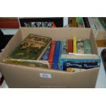 A box of hard back novels inc Little women, the Speckley Hen,