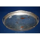 An old silver plated Galleried Tray
