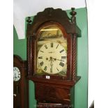 A Victorian flame Mahogany cased Longcase Clock with painted face,