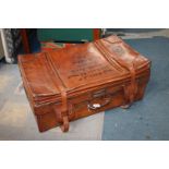 A Leather cabin Trunk, labelled Dr John Davies, medic in WWII.