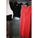 A quantity of vintage clothing including Evening gown, beaded jumper,