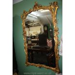 A large ornate Art Nouveau giltwood framed Mirror, with iris decoration to surround,