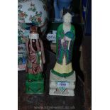 Two Chinese 'famille verte' Figures of Scribes (slight damage)