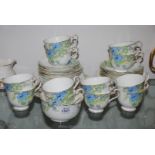 A Radfords Crown China Ivy leaf and blue floral decorated part Teaset for twelve including twelve