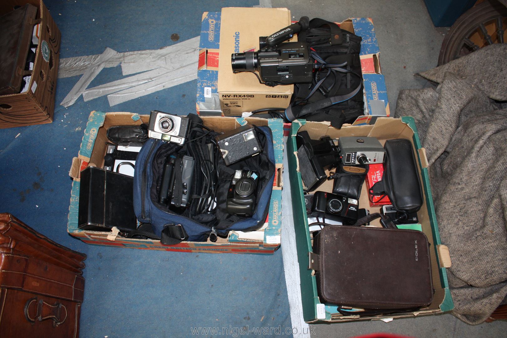 Three boxes of Cameras and equipment