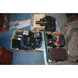Three boxes of Cameras and equipment