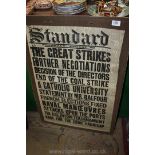 An original Victorian bill-board Poster "The Great Strikes",