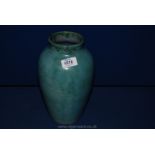 An interesting studio pottery Vase with experimental blue green glaze,