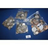 A quantity of miscellaneous English and Foreign coins an a cased five shilling 1953 coin
