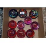 Ten various coloured and decorated glass Paperweights