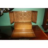 An unusual circa 1920 oak case or portable altar/sick call Cabinet,