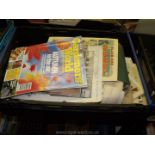 A crate of comics, magazines and sheet music, Gardening World, Dandy etc.