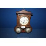 A wooden wall hanging Alarm Clock, circa 1900 (The ''Thunder'' Alarm), having two alarm bells,