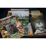 A crate of books incl Gardening, Dahlia Society,