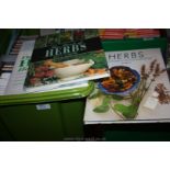 Two crates of books incl novels, herbs, dictionaries,