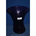 A 1920's Richardson (signed) Stourbridge heavy glass Vase in purple with oval indents,