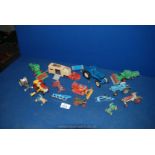 A small quantity of old Farm Machinery, mostly Matchbox including two old green Combines,