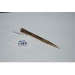 A 9ct Gold propelling Pencil inscribed Morden patent,